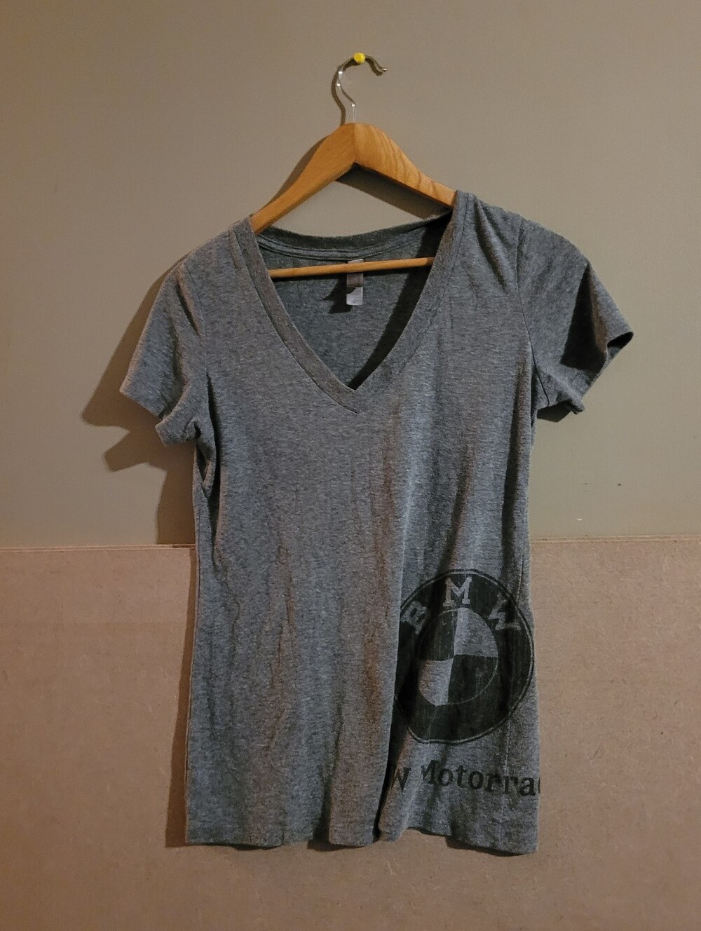 BMW Gray V-Neck Women's Tee M
